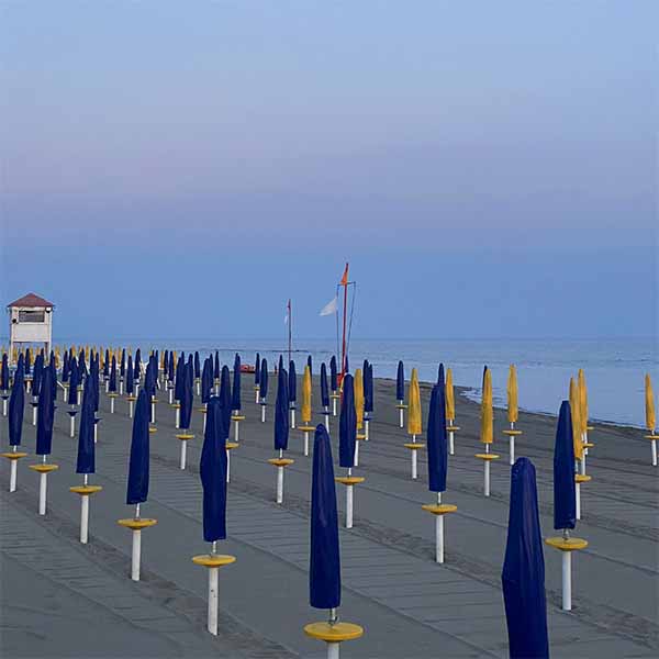 early morning on the beach at ostia lido