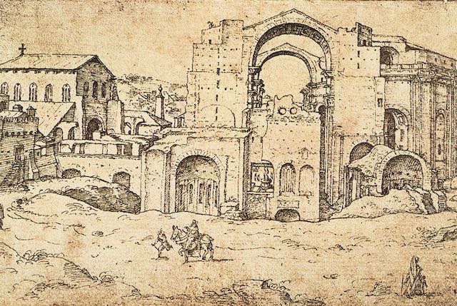 sketch showing old saint peter's basilica alongside the new basilica pope julius was having built sketch showing old saint peter's basilica alongside the new basilica pope julius was having built