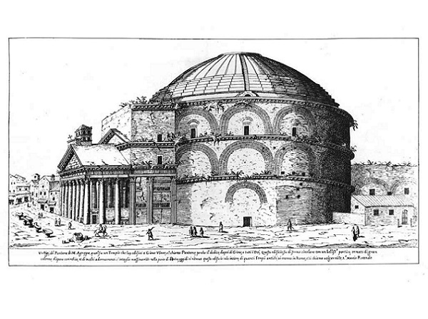 trevi fountain history Pantheon Duperac etching agrippa