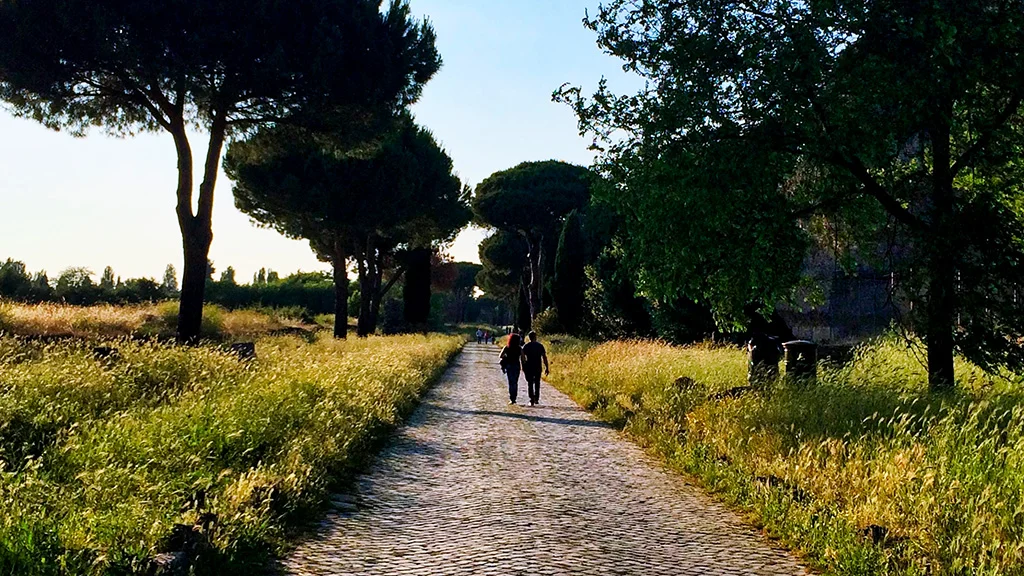 strolling along the appia antica in rome
