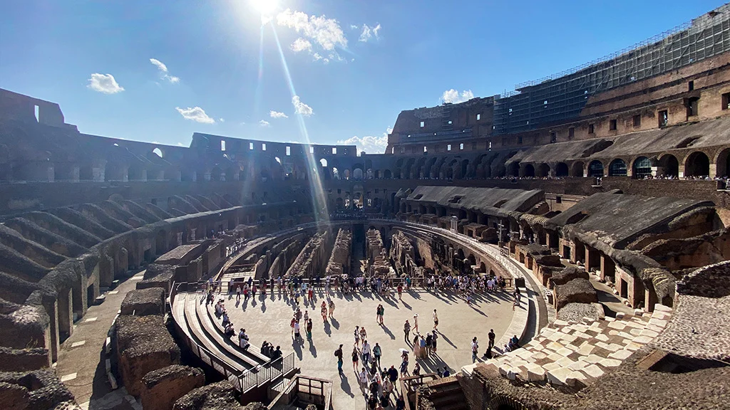 Interior of the Colosseum in Rome showing arena floor The interior of the Colosseum in Rome Italy