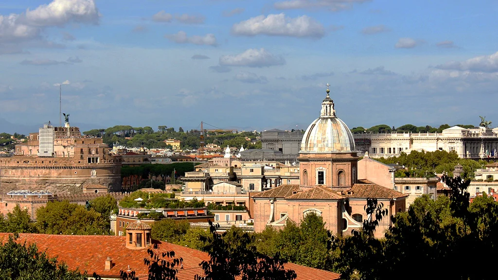 closeup of view of castel sant'angelo from gianicolo closeup of view of castel sant'angelo from gianicolo