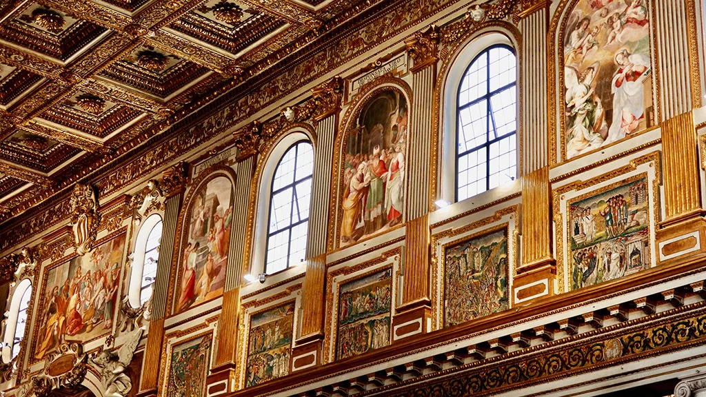 santa maria maggiore ceiling of the nave and decor details