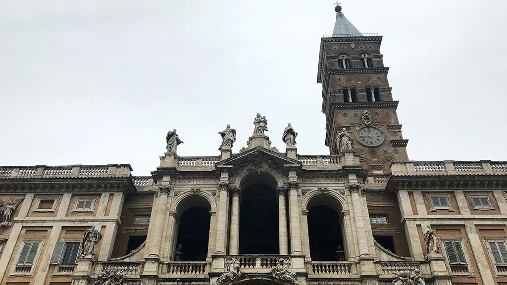 santa maria maggiore facade on cloudy day santa maria maggiore facade on cloudy day