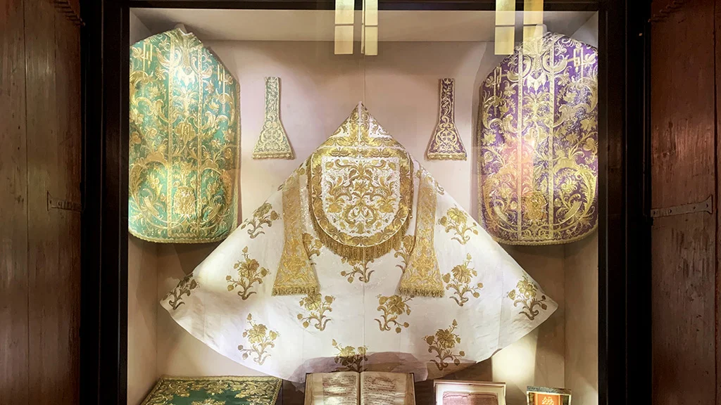 santa maria maggiore priest vestments on display in museum