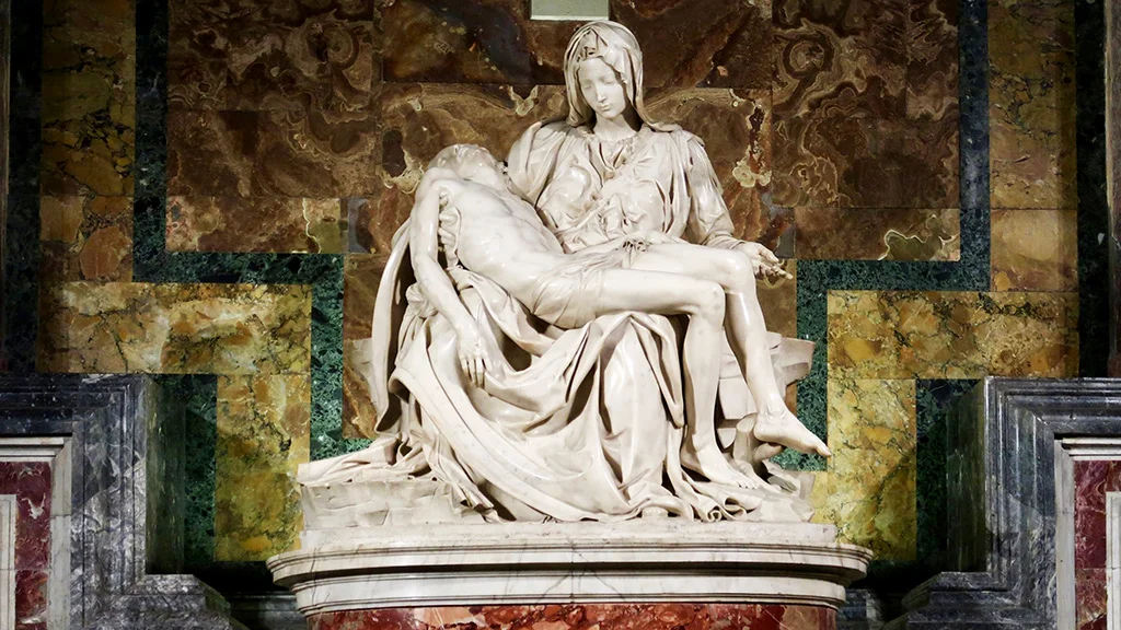 pieta sculpture Rome-Vatican-St-Peters-Michelangelo-Pieta-Romewise-EB-February-2018-Web