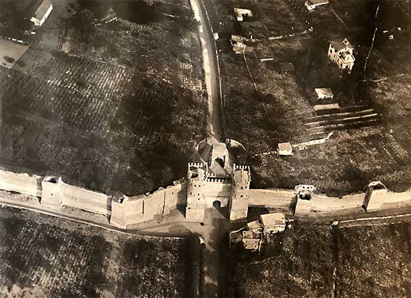 vintage aerial picture of roman walls vintage aerial picture of roman walls