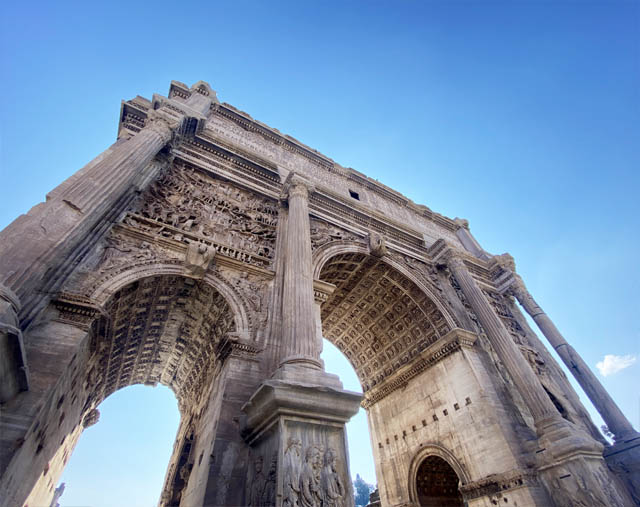 The Arch of Septimius Severus in the Roman Forum in Rome Italy