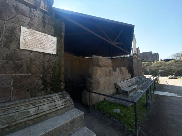 The Temple of Caesar in the Roman Forum in Rome Italy