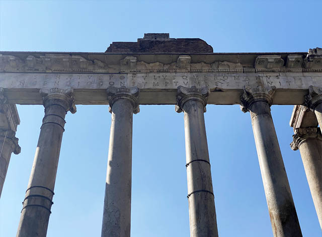 Close up view of the inscription on the Temple of Saturn