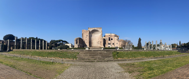 The Temple of Venus and Roma in the Roman Forum in Rome Italy