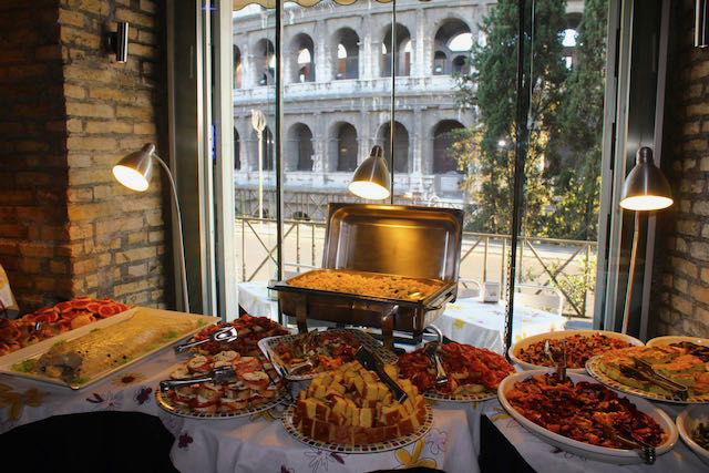 antipasto buffet at oppio cafe near the colosseum