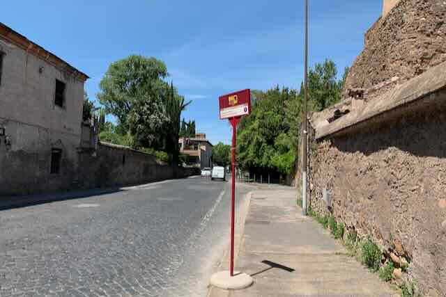 hop on hop off bus stop on the Appian way
