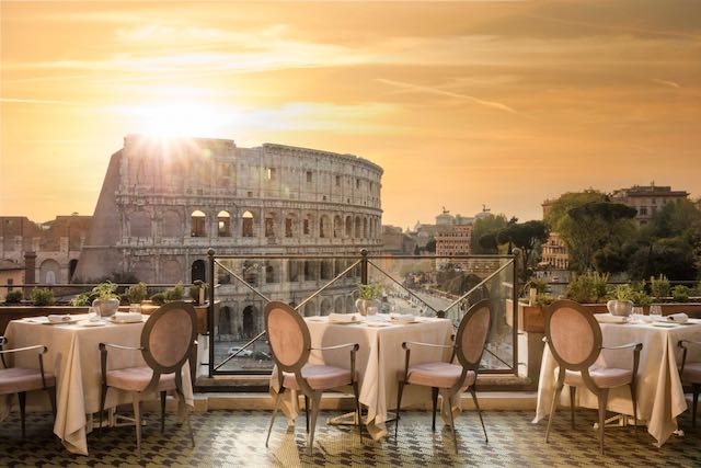 view of colosseum from aroma restaurant