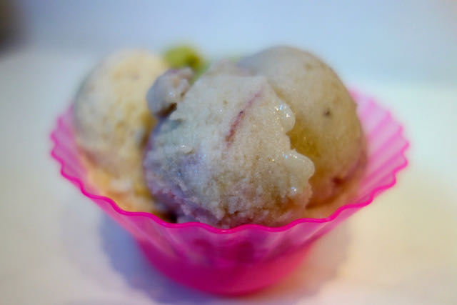 banana, almond and pistachio gelato at otaleg