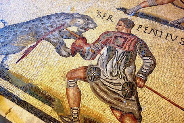 galleria borghese mosaics of gladiators