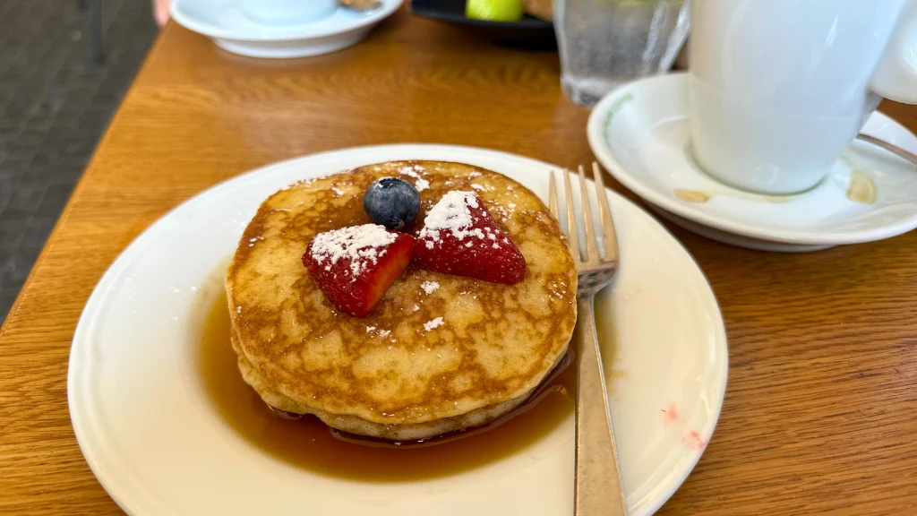 breakfast pancakes in syrup