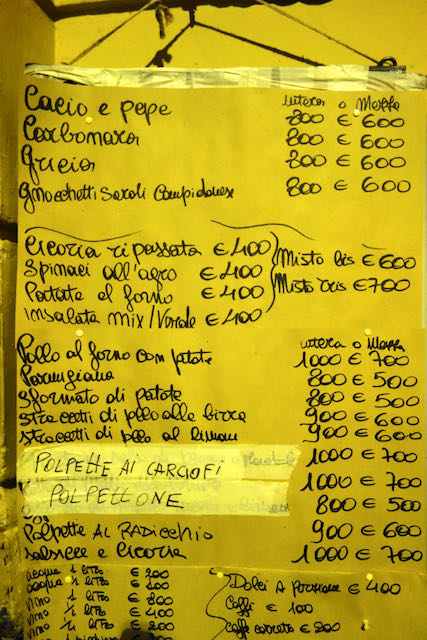 daily menu cacio e pepe gianni