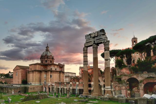 winter sunset in rome