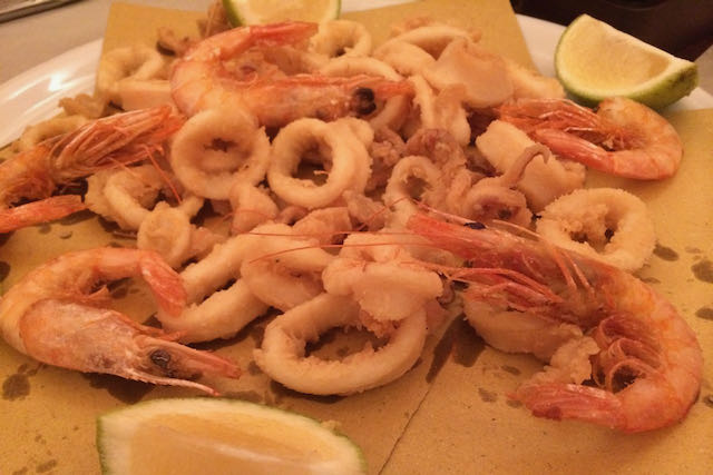 fritter of calamari and shrimp at i clementini