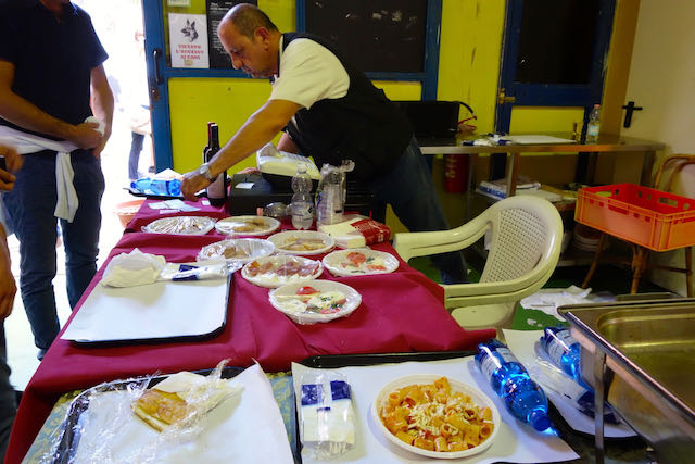 lunch prep at campagna amica farmers market