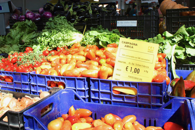 fresh fruits and veggies for sale at campagna amica market