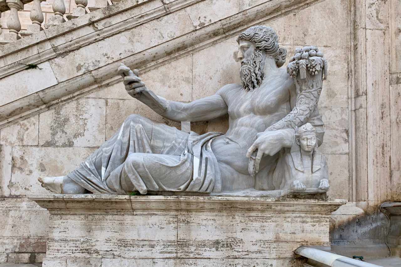 close up of the nile river god statue on the capitoline hill campidoglio nile fountain