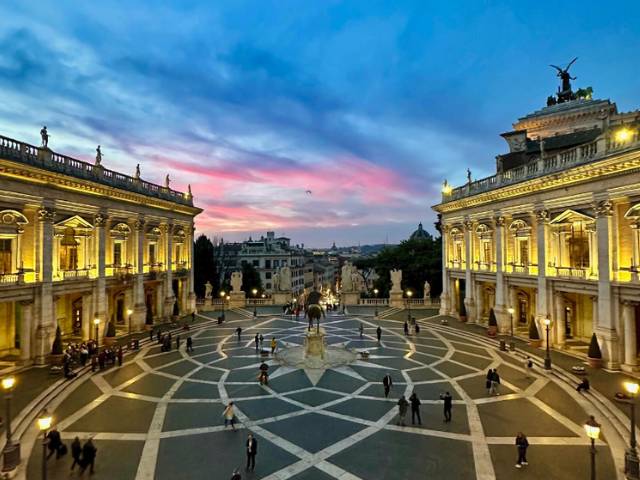 view of capitoline campidoglio at sunset