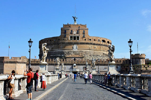 The Angelo Bridge in Rome, leading from Castel Sant'Angelo the angel bridge,or ponte sant'angelo