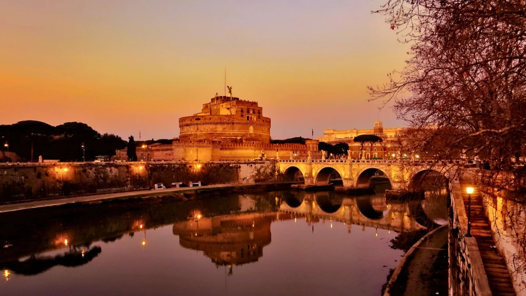 castel sant angelo tiber sunset