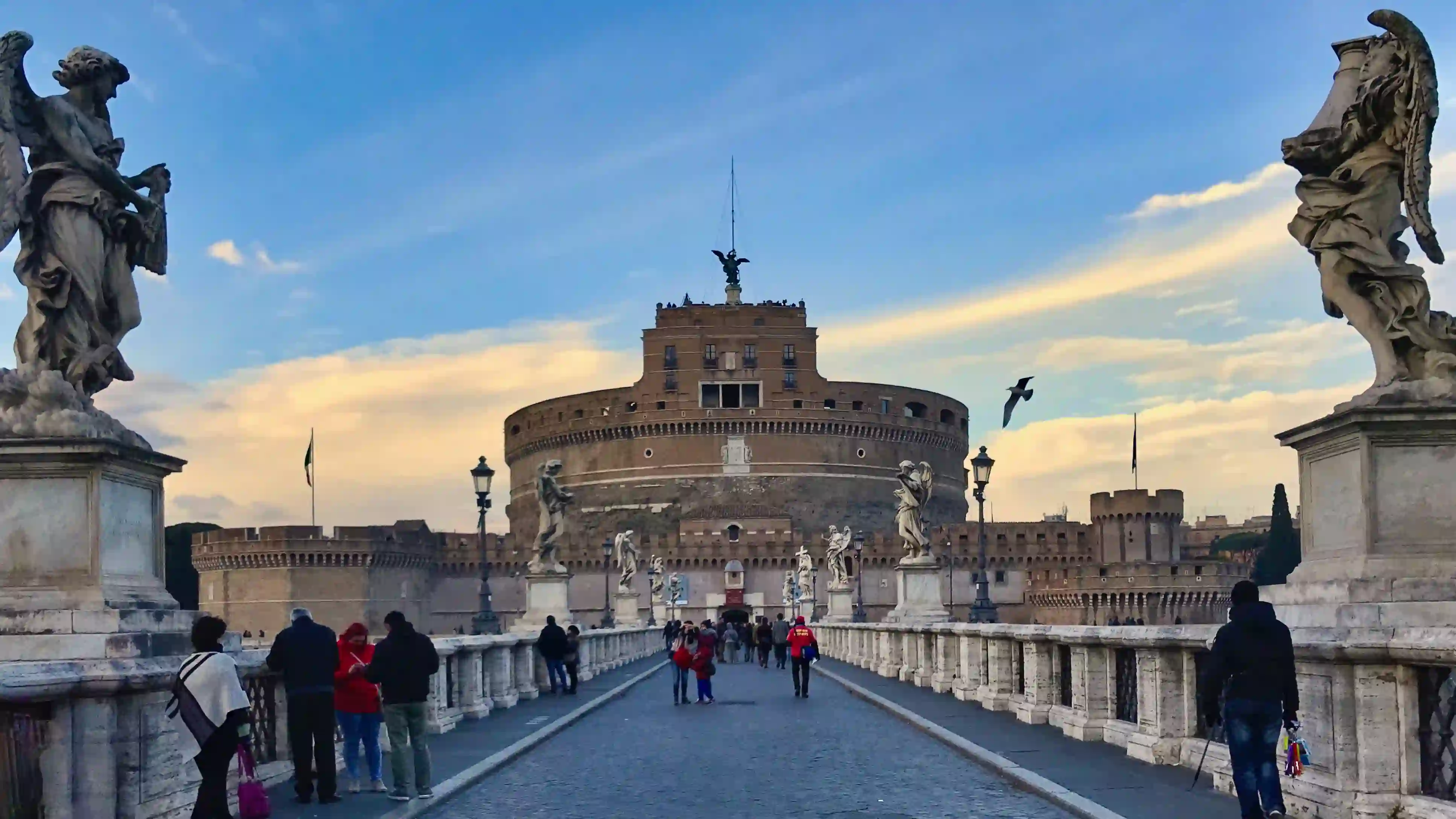 Castel Sant'Angelo castel sant angelo with angel bridge and people january