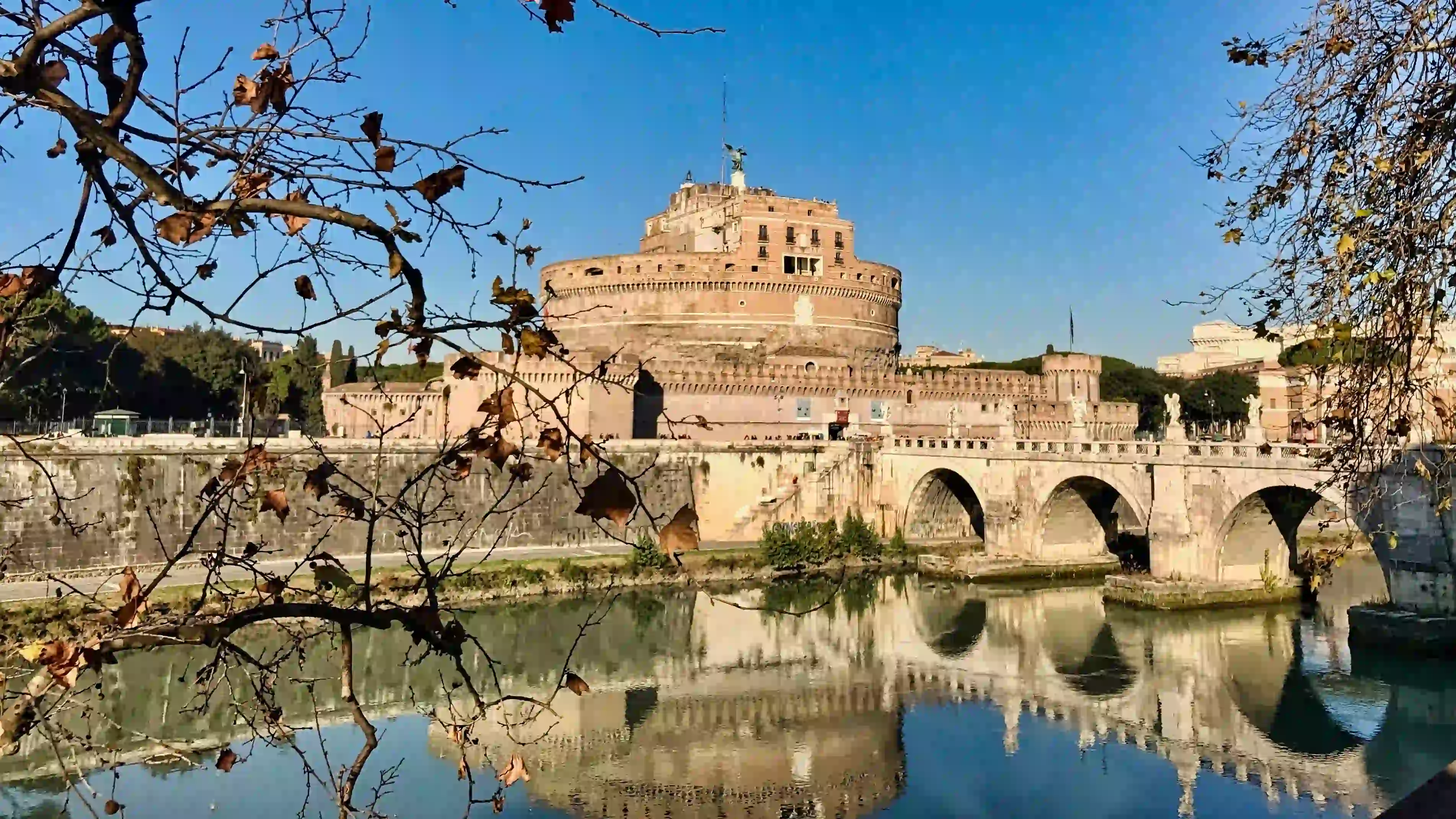 castel sant angelo with tiber winter