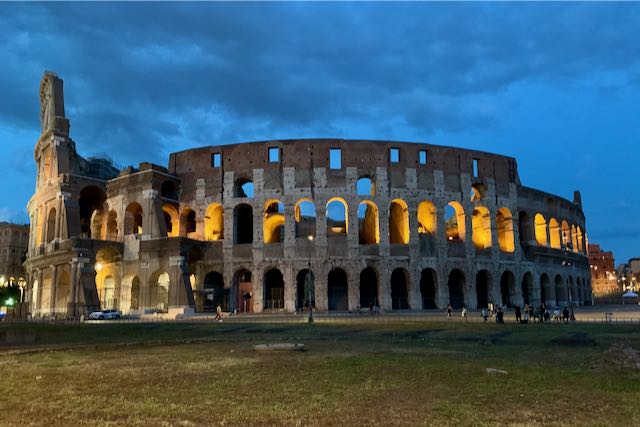 The Blue Hour (just after dusk and before night has fully fallen) at the Colosseum. blue hour at the colosseum