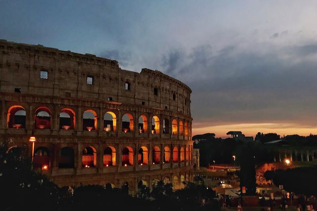 colosseum at dusk colosseum at dusk