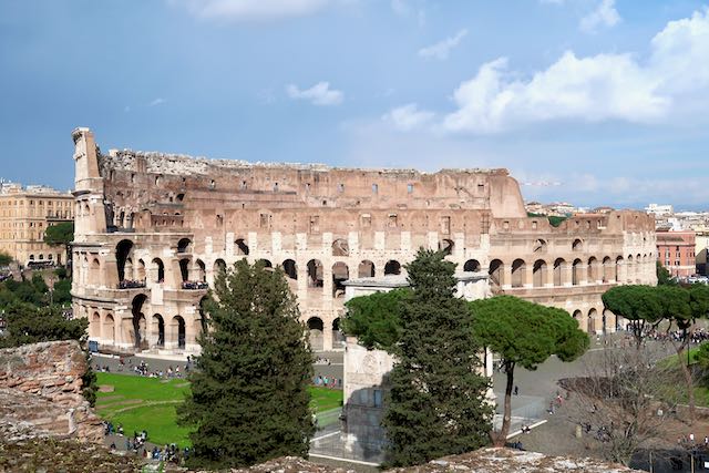 view of the colosseum from palatine hill view of the colosseum from palatine hill