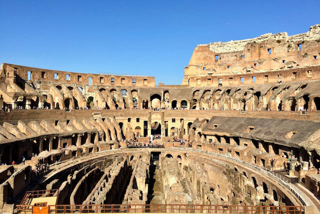 colosseum in rome, interior inside of the colosseum in rome