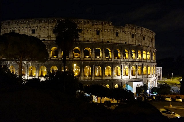 Rome coliseum at night