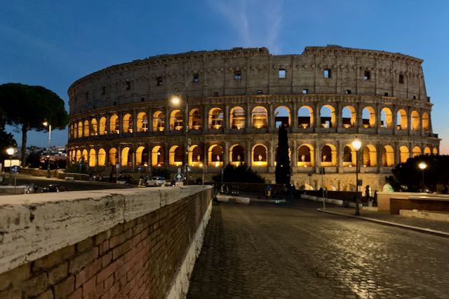 colosseum at dusk beautiful view of colosseum from north side.