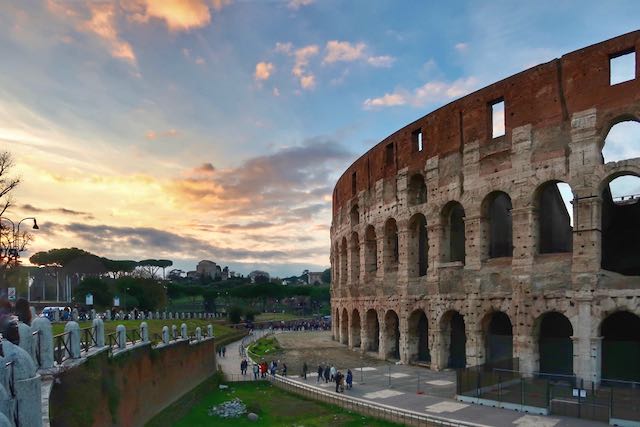 sunset on southwest corner of colosseum sunset on southwest corner of colosseum