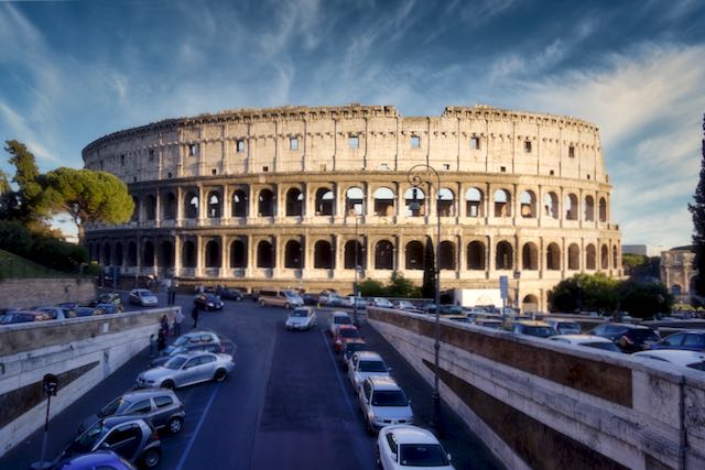 colosseum as seen from the footbridge over via degli Annibali colosseum from north side
