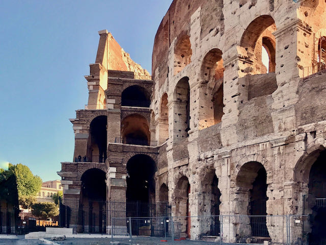 some parts of the colosseum were damaged in various earthquakes the inner shell and outer wall of the Rome colosseum