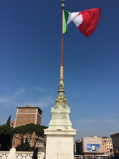 italian flag close up on complesso vittoriano