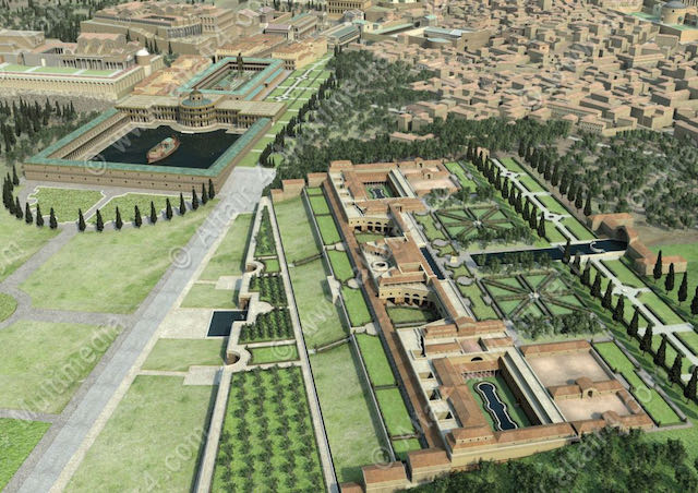 A model of Nero's Domus Aurea in Ancient Rome What Nero's Domus Aurea may have looked like