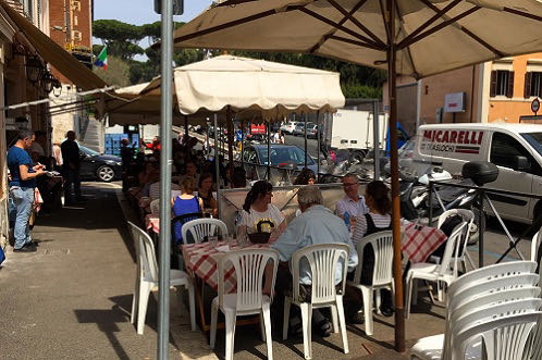 eating outside on the street in Rome eating outside on the street in Rome