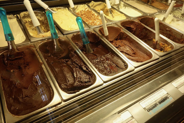gelato flavors at gelateria del teatro