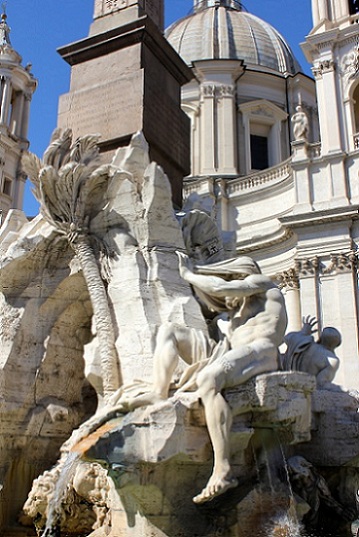 Nile river on four rivers fountain in piazza navona rome Nile river on four rivers fountain in piazza navona rome
