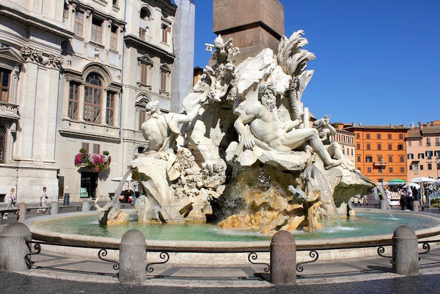 bernini's four rivers fountain in piazza navona