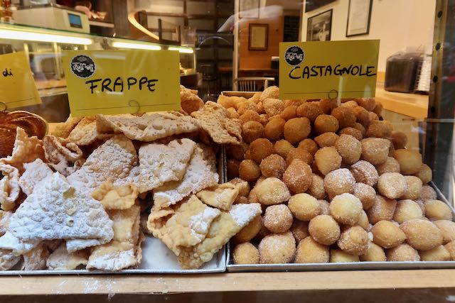 frappe and castagnole carnival treats on display