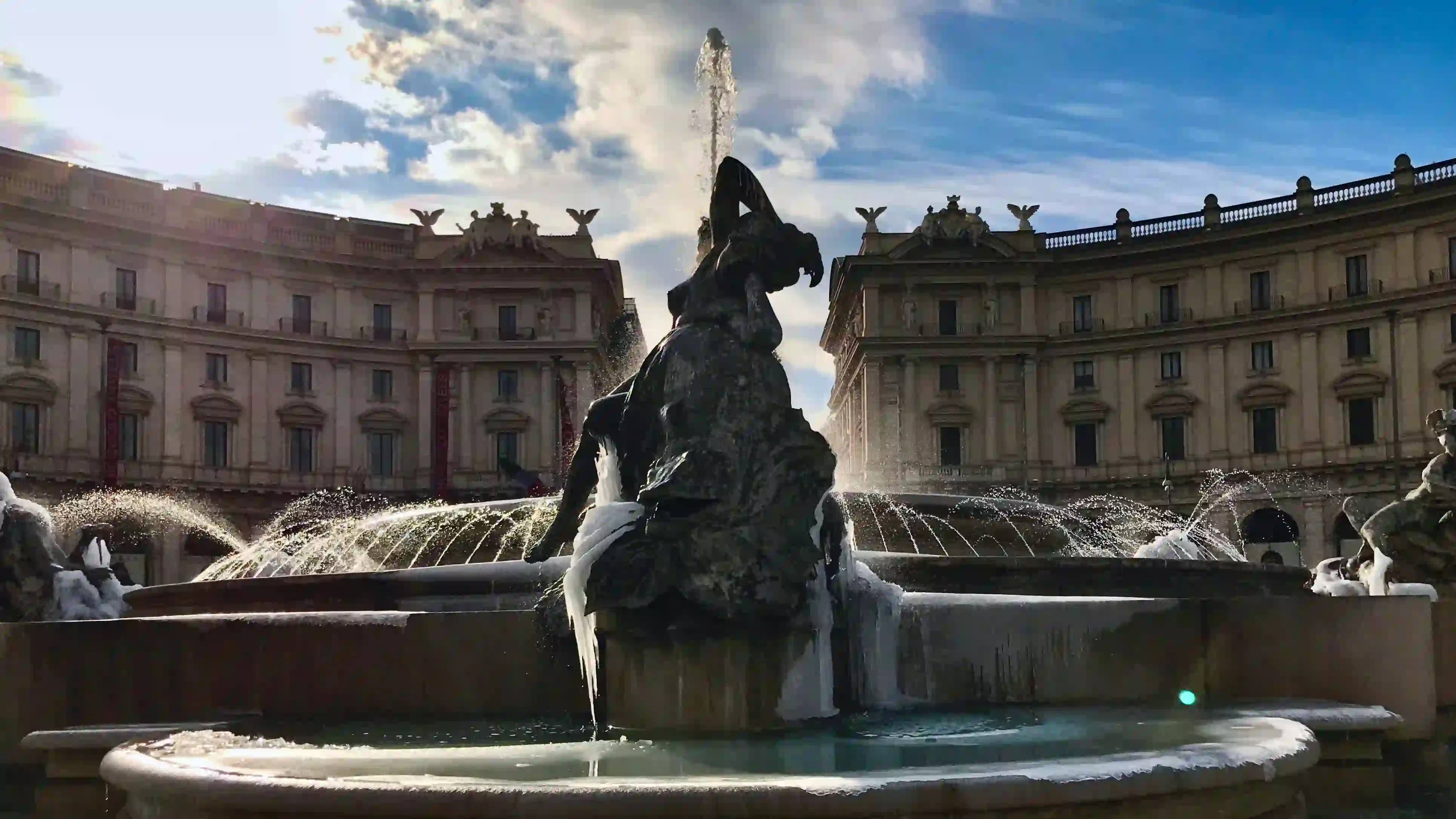 piazza della repubblica with frozen fountain frozen fountain piazza repubblica january