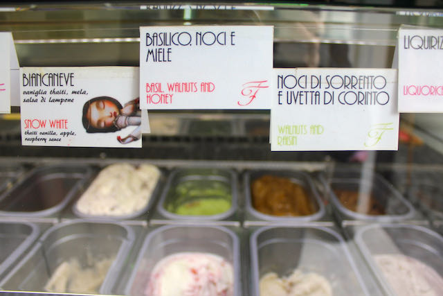 some of the flavors on offer at fatamorgana unusual gelato at fatamorgana